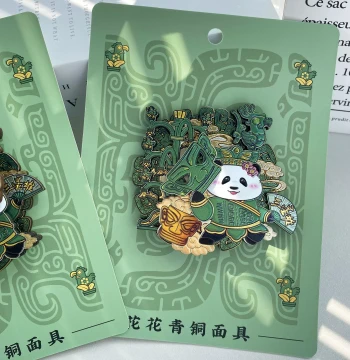 Sanxingdui Panda Fridge Magnet Interactive Wooden Multi-layer Bronze Mask Movable Magnetic Sticker Panda Merchandise Cultural Creative Gift
