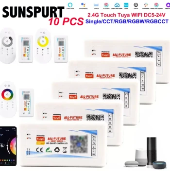 Tuya Smart Controller WiFi Mobile App Voice Control Single Color RGBWC LED Strip Dimmer Driver 2.4G