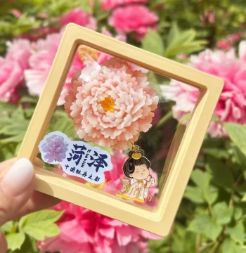 Shandong Heze Specialty Peony Flower 3D Stereo Refrigerator Magnet Magnetic Iron Tourism Cultural Creative Souvenir Gift