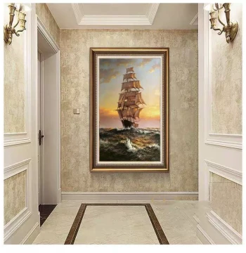 European American Style Entrance Hall Decorative Painting Corridor Aisle Mural Smooth Sailing Painting Hanging NIR Entrance Cabinet Wall Art Entryway