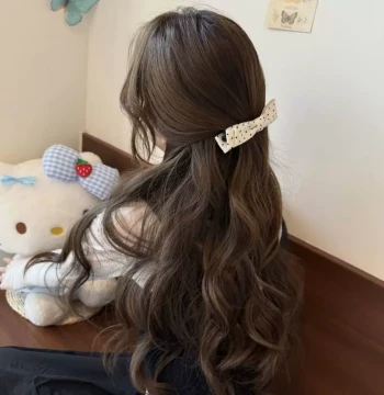 Elegant Girl ~ Korean Style Polka Dot Bow Banana Clip, Wealthy Style High Ponytail Vertical Clip, Temperament Back-of-Head Claw Clip