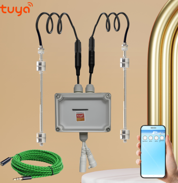Tuya Smart Water Level Sensor Tank High/Low Float Ball Alarm Linkage Overflow/Water Lack Auto Pump Start/Stop