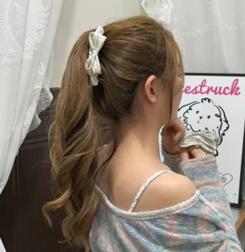 Milky Blue Floral Pearl French Fresh Banana Clip, Floral Bow Hair Clip, Sweet & Cute Banana Clip for Spring & Summer