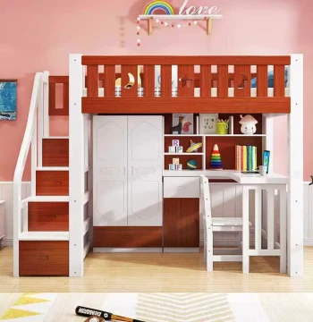 High-Low Bunk Multi-functional Combination Bed Double Children Boys Desk Bed Top Desk Bottom Layer CHENLIN9 Integrated Study