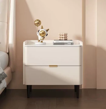 Solid Wood KC-6007 Bedside Table Approximate Storage White Simple Modern Rock Small Cabinet Home Bedroom Simple Storage Board