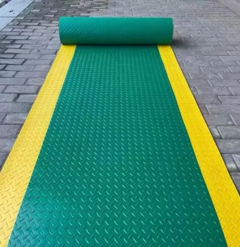 Dual-Color Warning Yellow-Edge Rubber Anti-Slip Mat, Yellow-Green Anti-Fatigue Floor Mat for Factory, Warehouse, Security & Fire Lanes