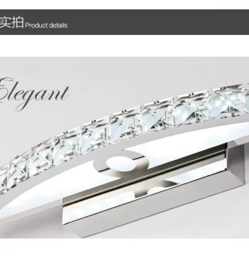 LED Atmospheric Minimalist Bathroom Wall Light Vanity Semi-Circular Arc Stainless Steel Crystal Mirror Front Light