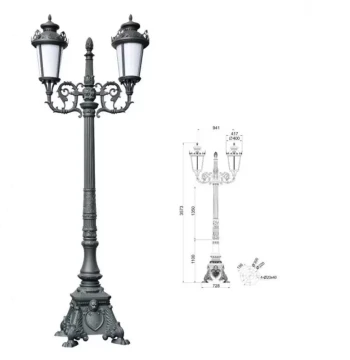 European Style Cast Aluminum Courtyard Lamp - 3m Double-Head & 5m Five-Head LED with E27 Socket, Vintage Garden Light for Cross-Border Trade