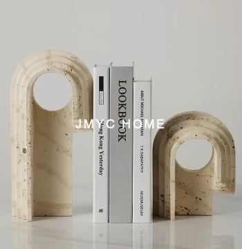 French Imitation Yellow Travertine Arch Bookend Book Support Soft Decoration Living Room Wine Cabinet Study Cabinet Retro TV Cabinet Ornament