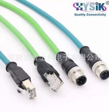 MProfinet 12 to RJ45 Waterproof Crystal Head, 4-Core Male Pre-Cast Ethernet Cable with Aviation Connector