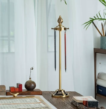 Brass New Chinese Style Brush Hanger Ancient Style Calligraphy Brush Storage Rack Desktop Showroom Ornament Beginner Practice Calligraphy Supplies