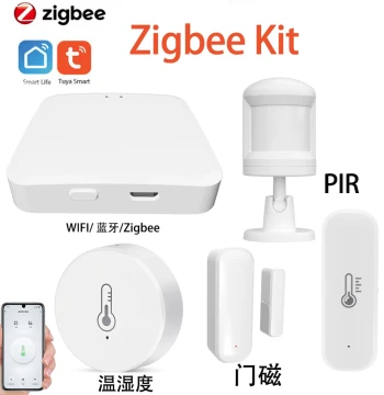 Tuya Zigbee Gateway Smart Home Door Magnet Temperature Humidity Sensor PIR Human Body Sensor Linkage