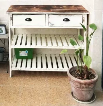 Antique Distressed Pastoral Retro Weathered Wooden Flower Stand Outdoor Gardening Table Coffee Shop Bar Store Decoration Entryway