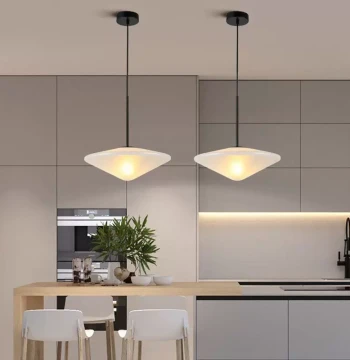 Nordic Post-Modern Light Luxury UFO Glass Pendant Light for Dining Room, Bedroom, Bar, Cafe, Bubble Tea Shop, Minimalist Lighting Fixture