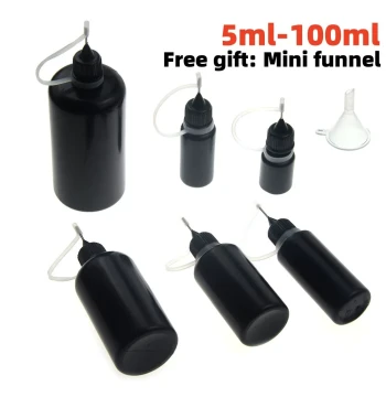 PE Black Light-Blocking Syringe Bottle UV Glue Dispensing Nail Art Pigment Squeeze Bottle with Fine Tip Plastic Dispensing Bottle Rosin Bottle