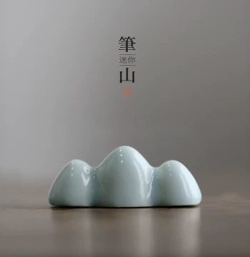 Wenxintang Ceramic Mini Brush Mountain Four Treasures of the Study Brush Rest Calligraphy Painting Brush Holder Paperweight Ceramic Ornament Multi-functional Creative Brush Rest Paperweight
