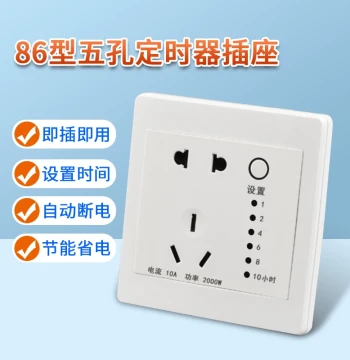 Type 86 Surface/Flush Mount Smart Timed Socket Five-Hole with Switch Auto Cut-Off Electric Vehicle Overcharge Protection Device
