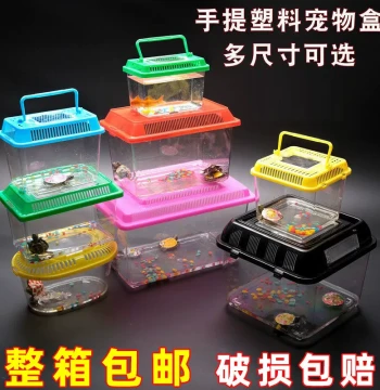 Household Turtle Box Small Fish Box Handheld Transparent Plastic Pet Drop-Resistant Box Betta Fish Cup Children's Toy Outdoor Stall