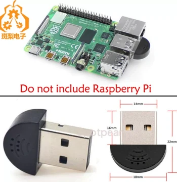USB Microphone Module for Raspberry Pi 3B/3B+/4B Driver-Free