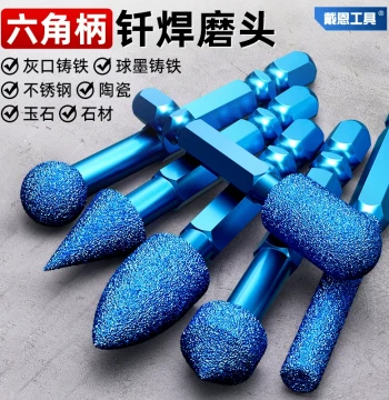 Brazed Diamond Grinding Head with Hex Shank for Internal Hole Polishing and Grinding - Tungsten Carbide Alloy Milling Cutter for Hand Drill