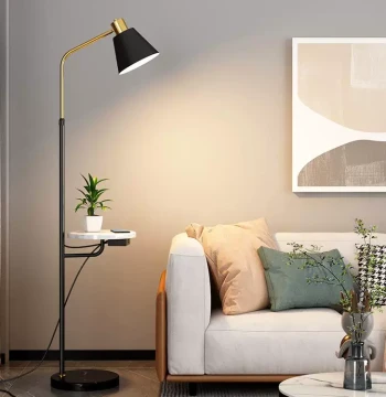 Nordic Light Luxury Coffee Table Floor Lamp Living Room Sofa Side Table Bedroom Bedside Storage Shelf Integrated Standing Lamp