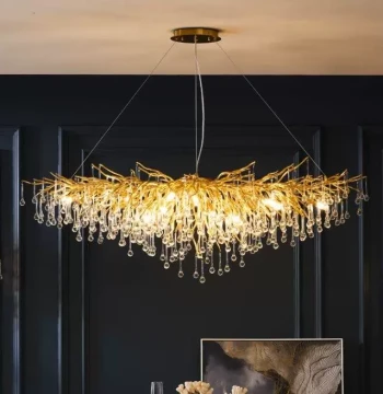 Post-Modern Light Luxury Crystal Living Room Chandelier Hotel Lobby Duplex Villa Restaurant Personalized Creative Design Pendant Light