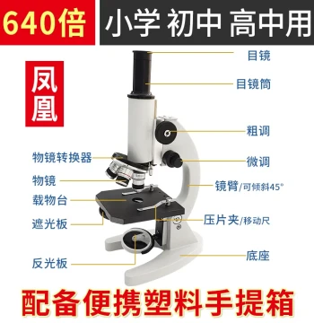 Biological Microscope XSP-02, 640x Optical Magnification, Professional for Children's Science, Junior High School Laboratory, Physics Experiments