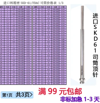 Plastic Die Casting Mold Accessories Imported SKD61 Sleeve Ejector Pin FDAC Push Tube Hollow Threaded Sleeve