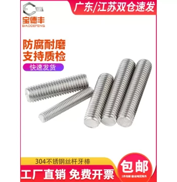 304 Stainless Steel Threaded Rod Full Thread Screw Short Thread Bar Screw Bolt Stud M6 M8 M10 M12