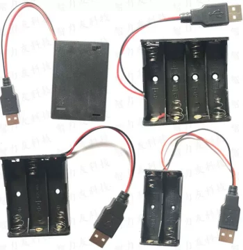 No. 5 Battery Box, 1/2/3/4/6/8/10 Cells AA, With Cover, With Switch, With USB Female Connector