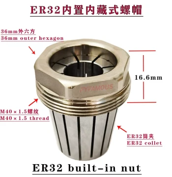 ER32 Built-in Internal Collet Chuck Nut ER32 built-in nut