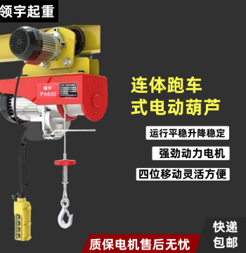 Traveling Mini Electric Hoist with Integrated Electric Trolley, 220V Home Lifting Machine, Lift Crane