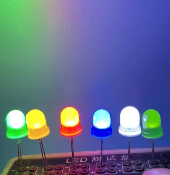8mm Round Head LED Diodes in Assorted Colors: Red, Yellow, Green, Orange, Blue, Diffused Light Indicator