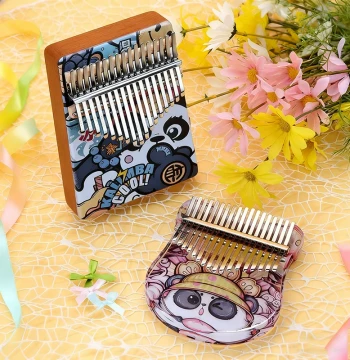 Huima Creation Cartoon Panda Element Pattern 17-Note Thumb Piano Portable 17-Key Kalimba Handmade Instrument