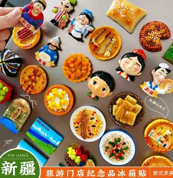 [Buy 5 Get 1 Free] Xinjiang Magnetic Fridge Magnet Gourmet Souvenir Naan Cultural Creative Gift Sayram Lake Duku Yili