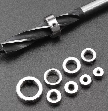 Drill Bit Stop Collar, Stainless Steel Positioning Ring, Woodworking Hole Locator, Smooth Shaft Drill Bit Limit Sleeve and Fixing Ring