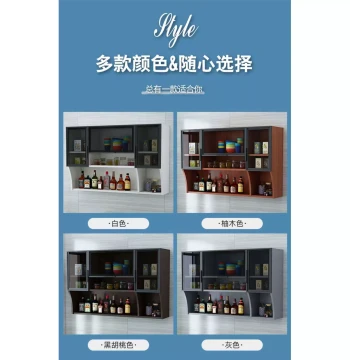 Lightweight Luxury Glass Door Kitchen Wall Cabinets, Balcony Storage Cabinets, Wall-Mounted Shelving Units, Solid Wood Bathroom Cabinets