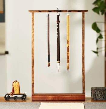 Fresh and Elegant Brush Hanger, Solid Wood Minimalist Modern Student Four Treasures of the Study Retro Brush Holder
