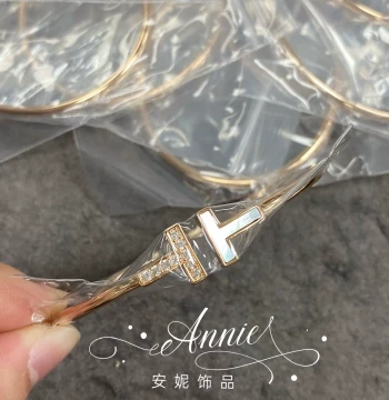 T Brand T1 Double T Open Cuff Bracelet Full Diamond Women's 18K Platinum Yellow Rose Gold White Mother of Pearl Metaphysics Leader Wristband