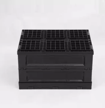 High-Speed Factory Sale Foldable Storage Crate with Lid, Multi-Function Load-Bearing Folding Logistics Box, Black
