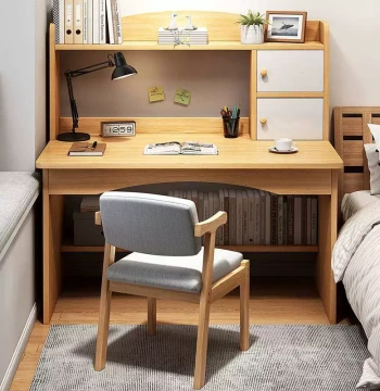 Computer Desk Desktop Home Simple Study Desk with Bookshelf ICF Easy Student Desk Bedroom Office Study Writing Table