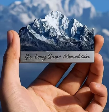 Yunnan Jade Dragon Snow Mountain Relief Metal Refrigerator Magnet Realistic Miniature Stunning Scenery Travel Check-in Memorial Souvenir