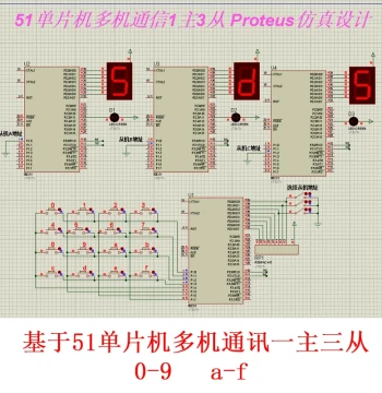51 Microcontroller Multi-Machine Communication Design: Proteus Simulation Diagram, C Language Source Code, One Master Three Slaves Communication