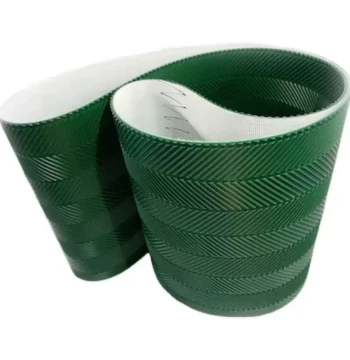PVC Fishbone Pattern Conveyor Belt White-Gray High Friction Pattern Woodworking Machinery Anti-Slip Specialized Transmission Belt