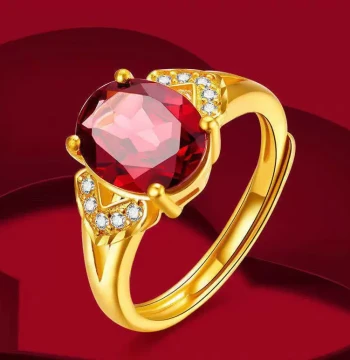 [90% Off Zone] Outlets Clearance Golden Ruby Ring Outlets Women's Jewelry | Metal Structural Parts