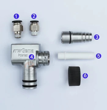 Powder Pump Parts for ITW Gema: Venturi Pump Tubes, Aluminum Sleeves, Protective Covers, Valve Cores, Venturi Tubes, Nuts, and Locking Collars