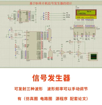51 Microcontroller-Based Waveform Signal Generator: Proteus Simulation Design + C Language Program + PCB Circuit Diagram
