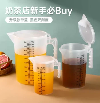 Graduated Plastic Measuring Cup with Scale, Food-Grade, Heat-Resistant, Thickened 1000ml for Milk Tea Shops and Home Use