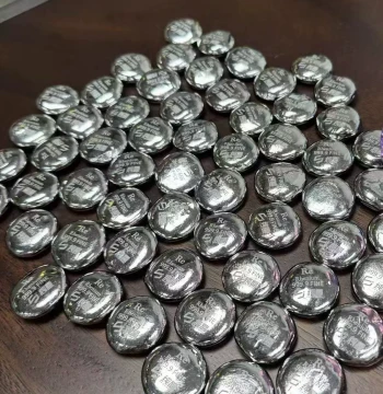 Pure Crystal Major Brand Metal Rhenium 99.99% Purity Button Rhenium Ingot, Starting from Approx. 100g per Piece, Bulk Discounts Available