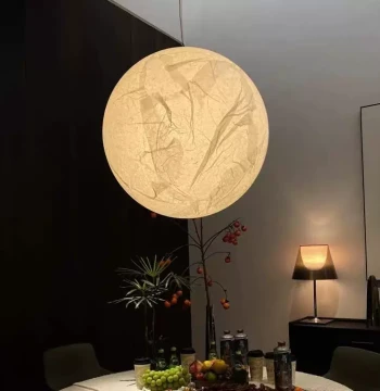 Zhongshan Lighting Moon Pendant Lamp for Bedrooms, Duplex Villas, Stairwells, Designer Restaurants, and Shops – Spherical Hanging Light
